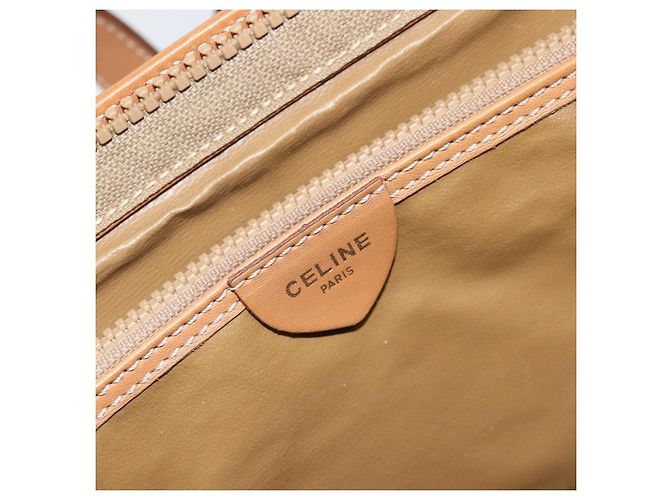 Céline Borsa a mano in tela Macadam CELINE in pelle PVC beige oro Auth 173793 D'oro - vista 20