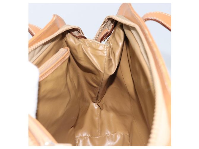 Céline Borsa a mano in tela Macadam CELINE in pelle PVC beige oro Auth 173793 D'oro - vista 21