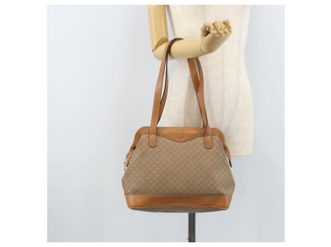 Céline Borsa a mano in tela Macadam CELINE in pelle PVC beige oro Auth 173793 D'oro - vista 26