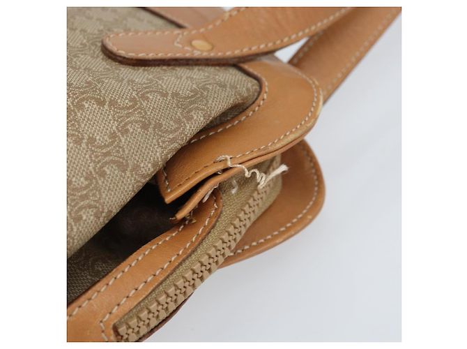 Céline Borsa a mano in tela Macadam CELINE in pelle PVC beige oro Auth 173793 D'oro - vista 4