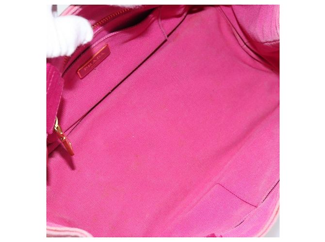 PRADA Canapa PM Borsa a mano in tela rosa oro Auth hk3537 D'oro - vista 11