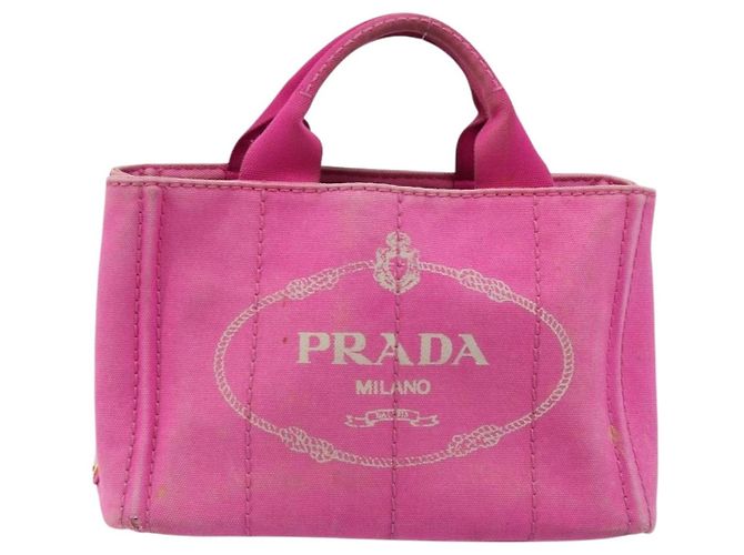 PRADA Canapa PM Borsa a mano in tela rosa oro Auth hk3537 D'oro - vista 13