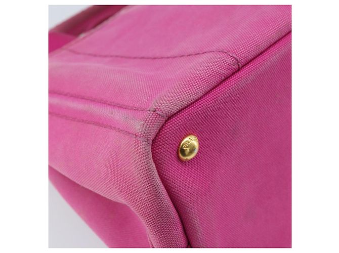 PRADA Canapa PM Borsa a mano in tela rosa oro Auth hk3537 D'oro - vista 17