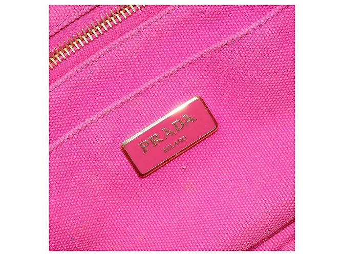 PRADA Canapa PM Borsa a mano in tela rosa oro Auth hk3537 D'oro - vista 18