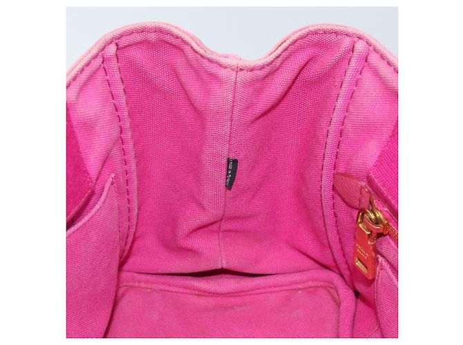 PRADA Canapa PM Borsa a mano in tela rosa oro Auth hk3537 D'oro - vista 20
