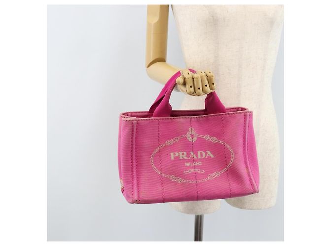 PRADA Canapa PM Borsa a mano in tela rosa oro Auth hk3537 D'oro - vista 24