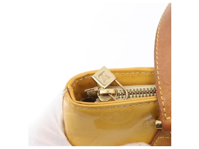 LOUIS VUITTON Borsa a Mano Monogram Vernis Houston Giallo Lime M91055 LV Auth 172363 D'oro - vista 17