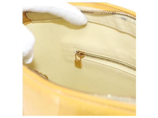 LOUIS VUITTON Borsa a Mano Monogram Vernis Houston Giallo Lime M91055 LV Auth 172363 D'oro - vista 21