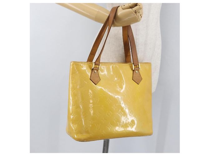LOUIS VUITTON Borsa a Mano Monogram Vernis Houston Giallo Lime M91055 LV Auth 172363 D'oro - vista 24