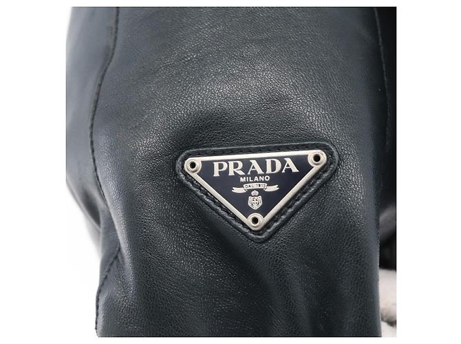 PRADA Borsa a Spalla in Catena di Plastica Pelle Nera Auth 172733 Nero - vista 17
