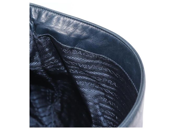 PRADA Borsa a Spalla in Catena di Plastica Pelle Nera Auth 172733 Nero - vista 18