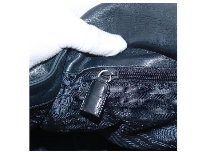 PRADA Borsa a Spalla in Catena di Plastica Pelle Nera Auth 172733 Nero - vista 20