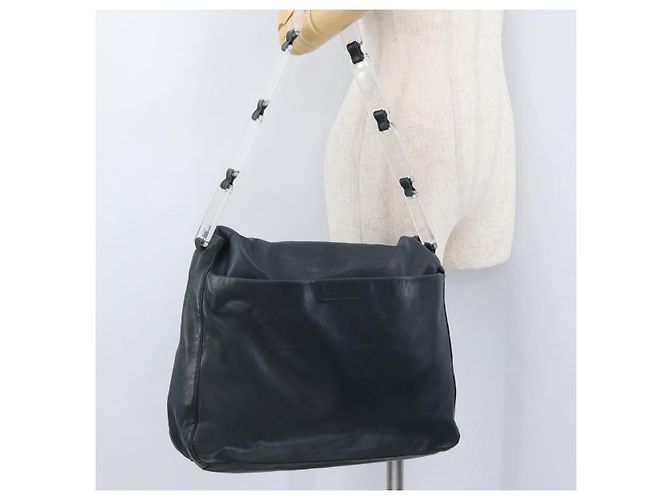 PRADA Borsa a Spalla in Catena di Plastica Pelle Nera Auth 172733 Nero - vista 22