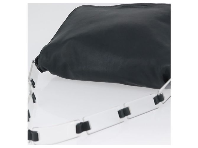 PRADA Borsa a Spalla in Catena di Plastica Pelle Nera Auth 172733 Nero - vista 6