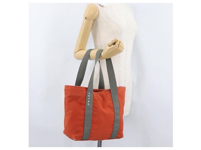 PRADA Borsa sportiva in tela arancione Auth 173993 - vista 23