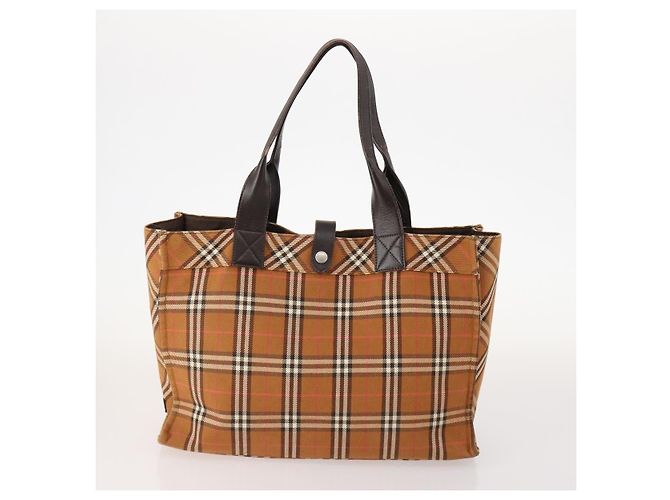 Borsa in pelle e nylon Burberry Nova Check Blue Label 5 pezzi blu marrone Auth mr2107 Beige - vista 12