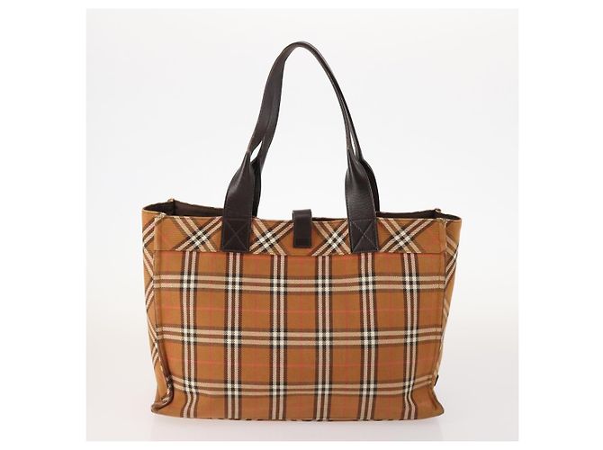 Borsa in pelle e nylon Burberry Nova Check Blue Label 5 pezzi blu marrone Auth mr2107 Beige - vista 13