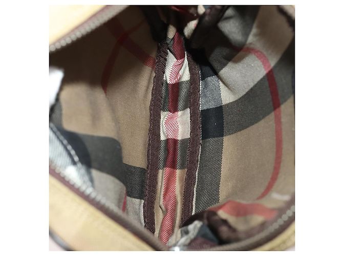 Borsa in pelle e nylon Burberry Nova Check Blue Label 5 pezzi blu marrone Auth mr2107 Beige - vista 26