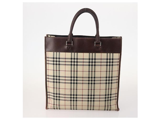 Borsa in pelle e nylon Burberry Nova Check Blue Label 5 pezzi blu marrone Auth mr2107 Beige - vista 3