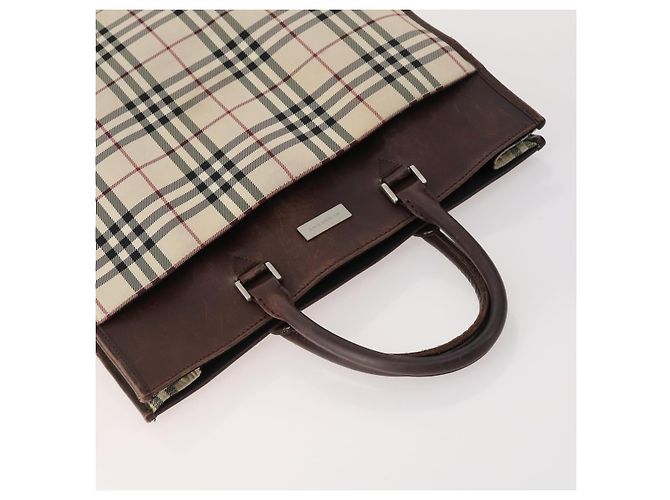 Borsa in pelle e nylon Burberry Nova Check Blue Label 5 pezzi blu marrone Auth mr2107 Beige - vista 4