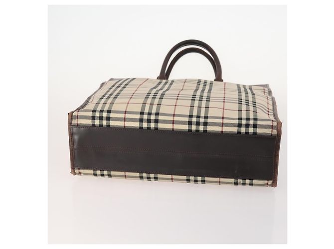 Borsa in pelle e nylon Burberry Nova Check Blue Label 5 pezzi blu marrone Auth mr2107 Beige - vista 5