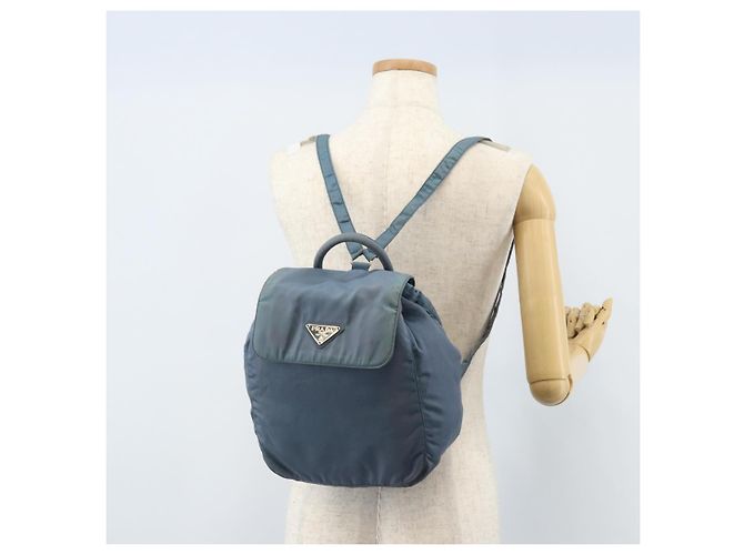 PRADA Backpack Nylon Baby Blue Silver Auth ti3674 Silvery Light blue - view 27