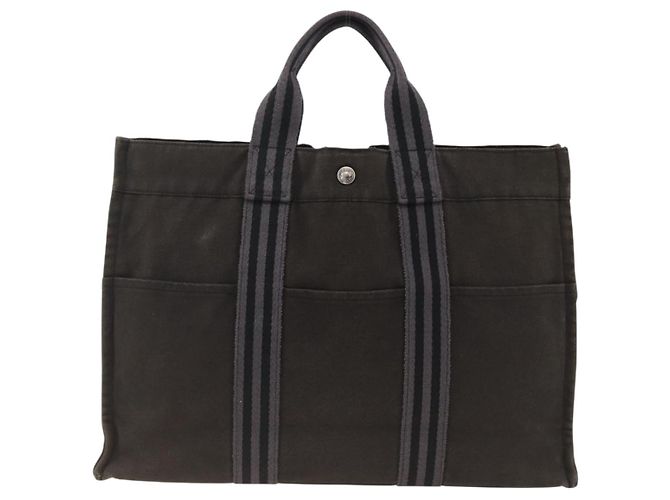 Hermès HERMES Fourre Tout MM Borsa Tote Canvas Nera Auth 174096 Nero - vista 13