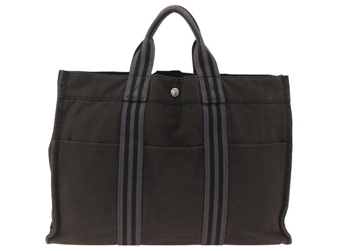 Hermès HERMES Fourre Tout MM Borsa Tote Canvas Nera Auth 174096 Nero - vista 2