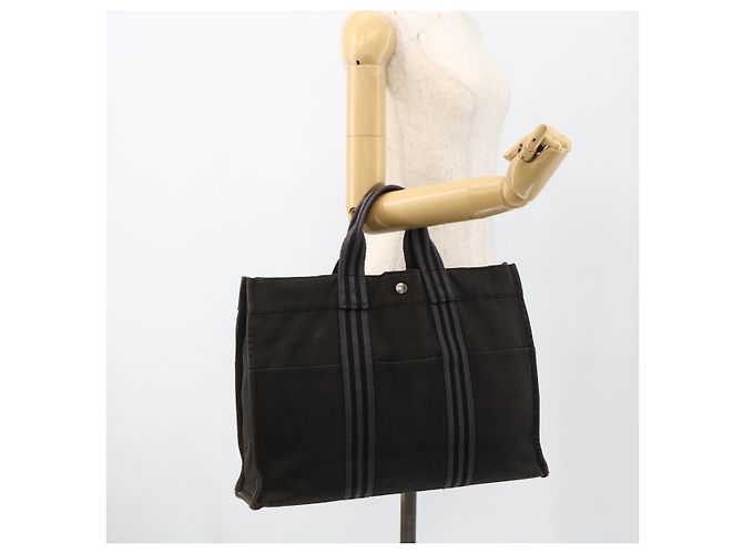 Hermès HERMES Fourre Tout MM Borsa Tote Canvas Nera Auth 174096 Nero - vista 21