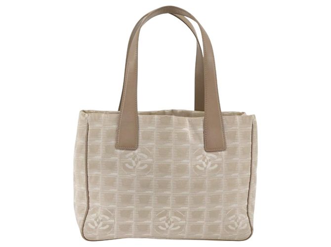 CHANEL Nuova Borsa Tote da Viaggio Nylon Beige CC Auth 174068 - vista 13