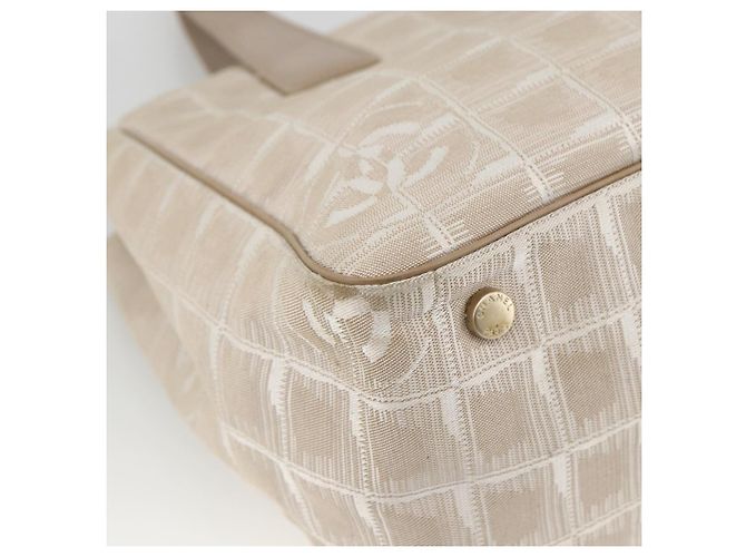 CHANEL Nuova Borsa Tote da Viaggio Nylon Beige CC Auth 174068 - vista 14