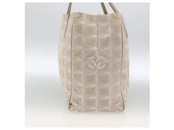 CHANEL Nuova Borsa Tote da Viaggio Nylon Beige CC Auth 174068 - vista 4