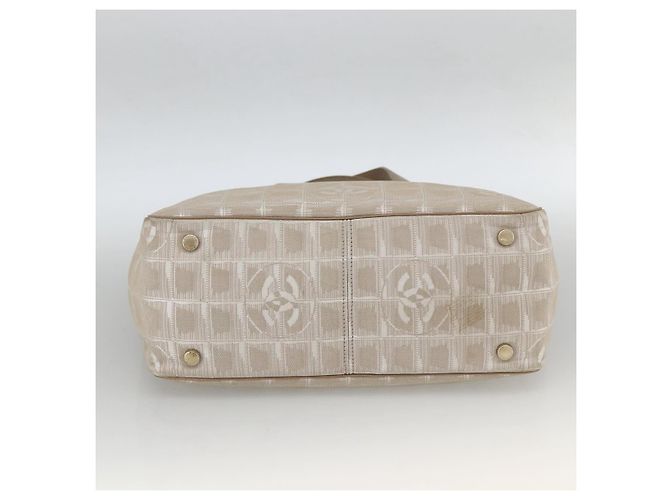 CHANEL Nuova Borsa Tote da Viaggio Nylon Beige CC Auth 174068 - vista 5