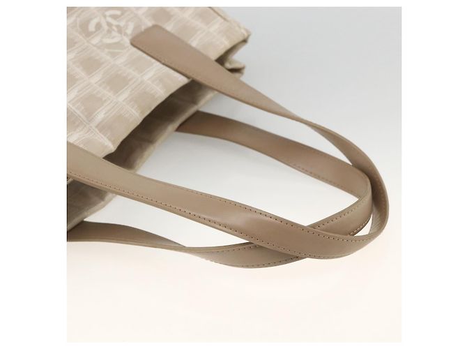 CHANEL Nuova Borsa Tote da Viaggio Nylon Beige CC Auth 174068 - vista 7