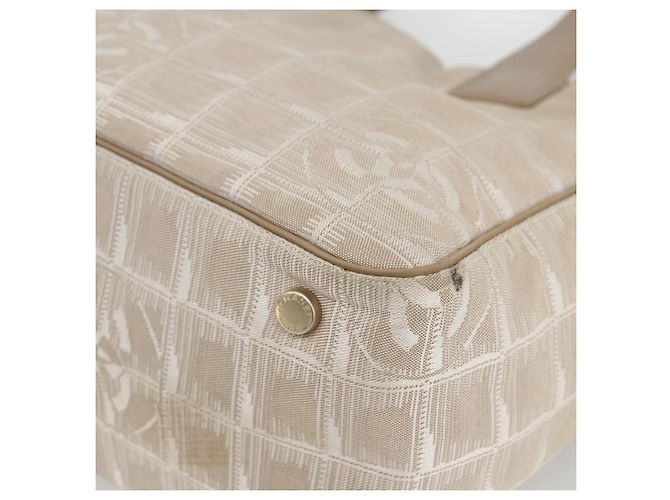 CHANEL Nuova Borsa Tote da Viaggio Nylon Beige CC Auth 174068 - vista 9