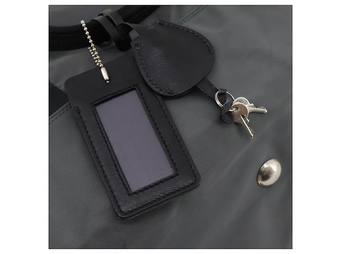 Borsa Boston PRADA in nylon grigio argento autentica am10771 Marrone - vista 10