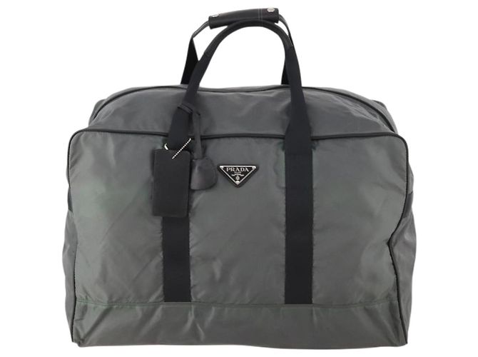 Borsa Boston PRADA in nylon grigio argento autentica am10771 Marrone - vista 13