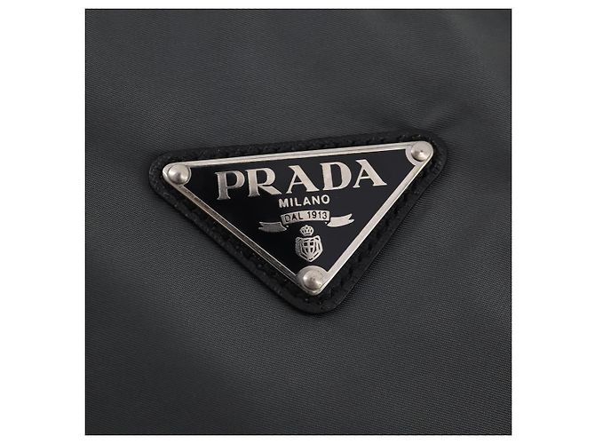 Borsa Boston PRADA in nylon grigio argento autentica am10771 Marrone - vista 17