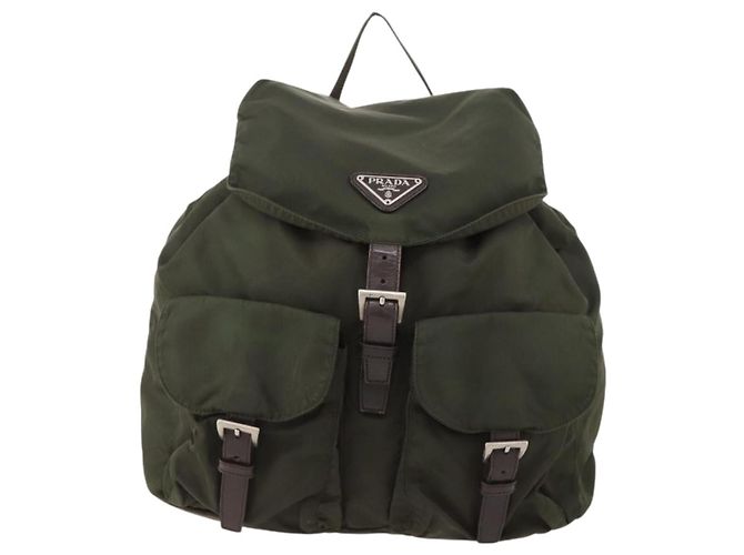 PRADA Backpack Nylon Khaki Silver Auth 172669 Silvery - view 13