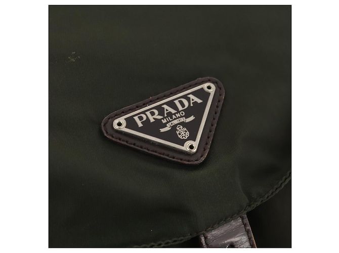 PRADA Backpack Nylon Khaki Silver Auth 172669 Silvery - view 20