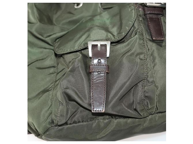 PRADA Backpack Nylon Khaki Silver Auth 172669 Silvery - view 28