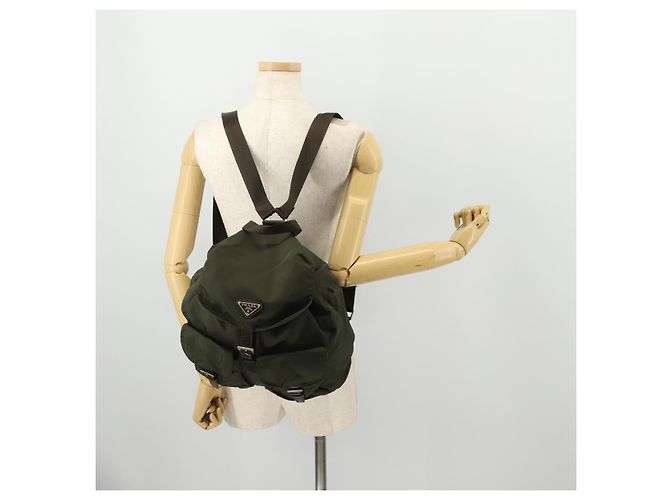 PRADA Backpack Nylon Khaki Silver Auth 172669 Silvery - view 30