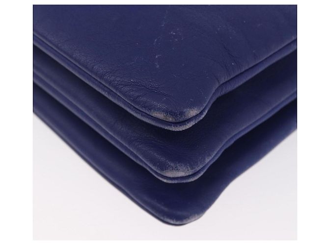 Céline Borsa a Spalla CELINE Trio in Pelle Blu Oro Auth ep13474 D'oro - vista 16