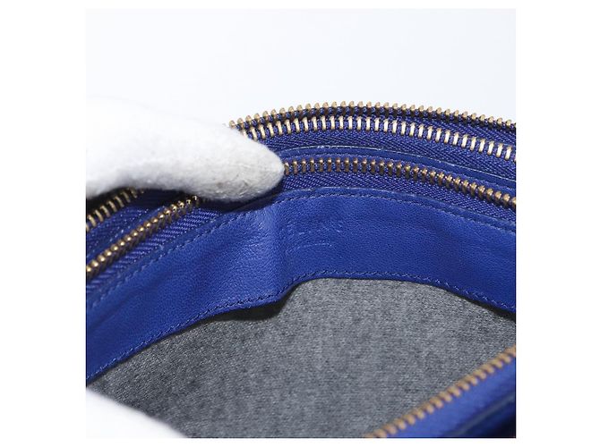 Céline Borsa a Spalla CELINE Trio in Pelle Blu Oro Auth ep13474 D'oro - vista 18