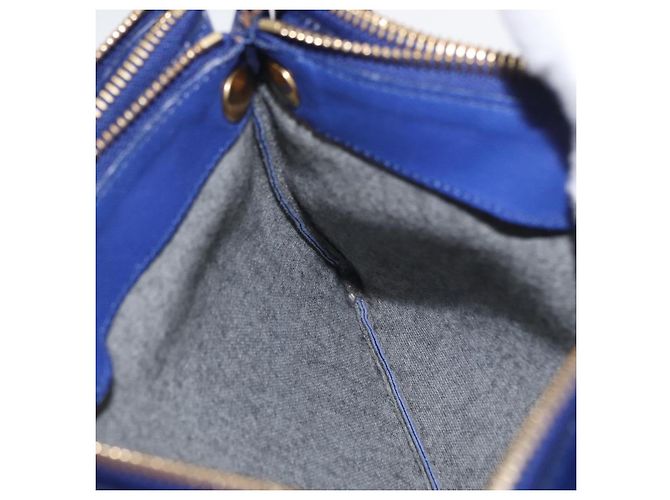 Céline Borsa a Spalla CELINE Trio in Pelle Blu Oro Auth ep13474 D'oro - vista 20