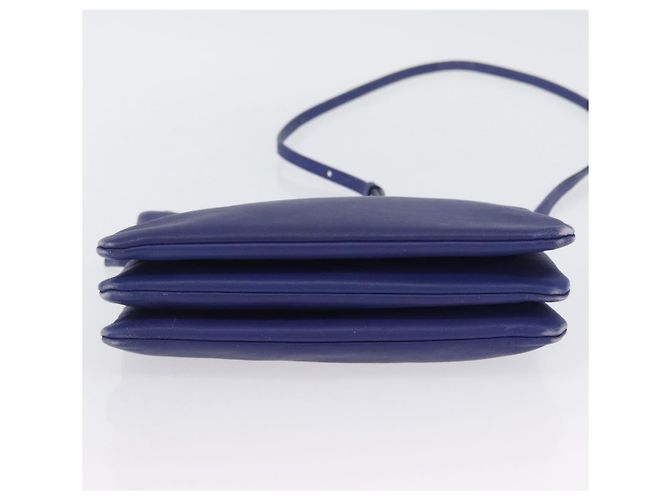 Céline Borsa a Spalla CELINE Trio in Pelle Blu Oro Auth ep13474 D'oro - vista 5
