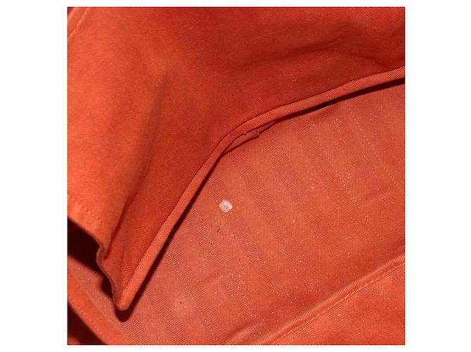 Hermès HERMES Valparaiso MM Handtasche Canvas Leder Orange Silber Auth ka2867 - Ansicht 11