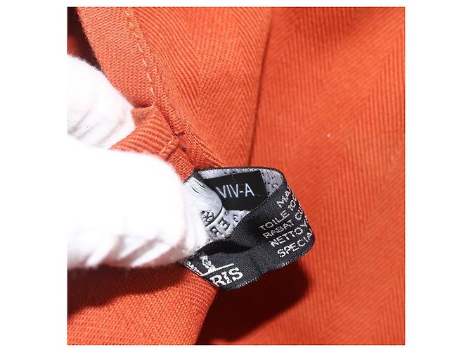 Hermès HERMES Valparaiso MM Handtasche Canvas Leder Orange Silber Auth ka2867 - Ansicht 12