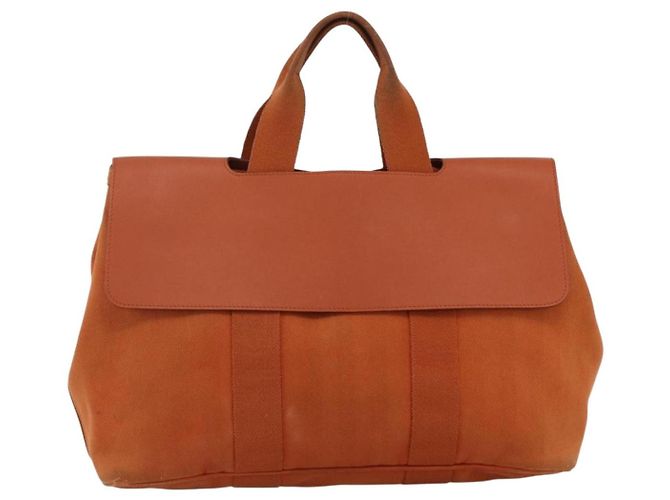 Hermès HERMES Valparaiso MM Handtasche Canvas Leder Orange Silber Auth ka2867 - Ansicht 13