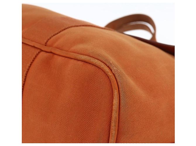 Hermès HERMES Valparaiso MM Handtasche Canvas Leder Orange Silber Auth ka2867 - Ansicht 14